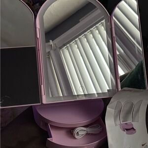 Pink Tri-Fold Vanity Mirror